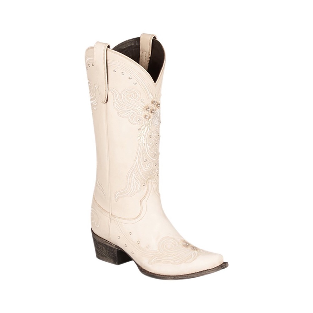 Lane Wedding Rhinestone Cowgirl Boot ivory/white